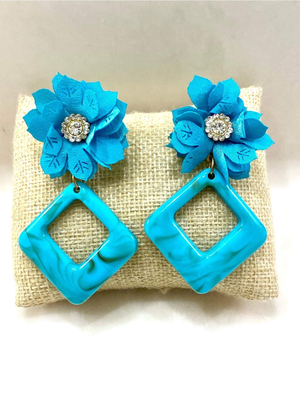 Vintage Turquoise Floral Statement Drop Earrings